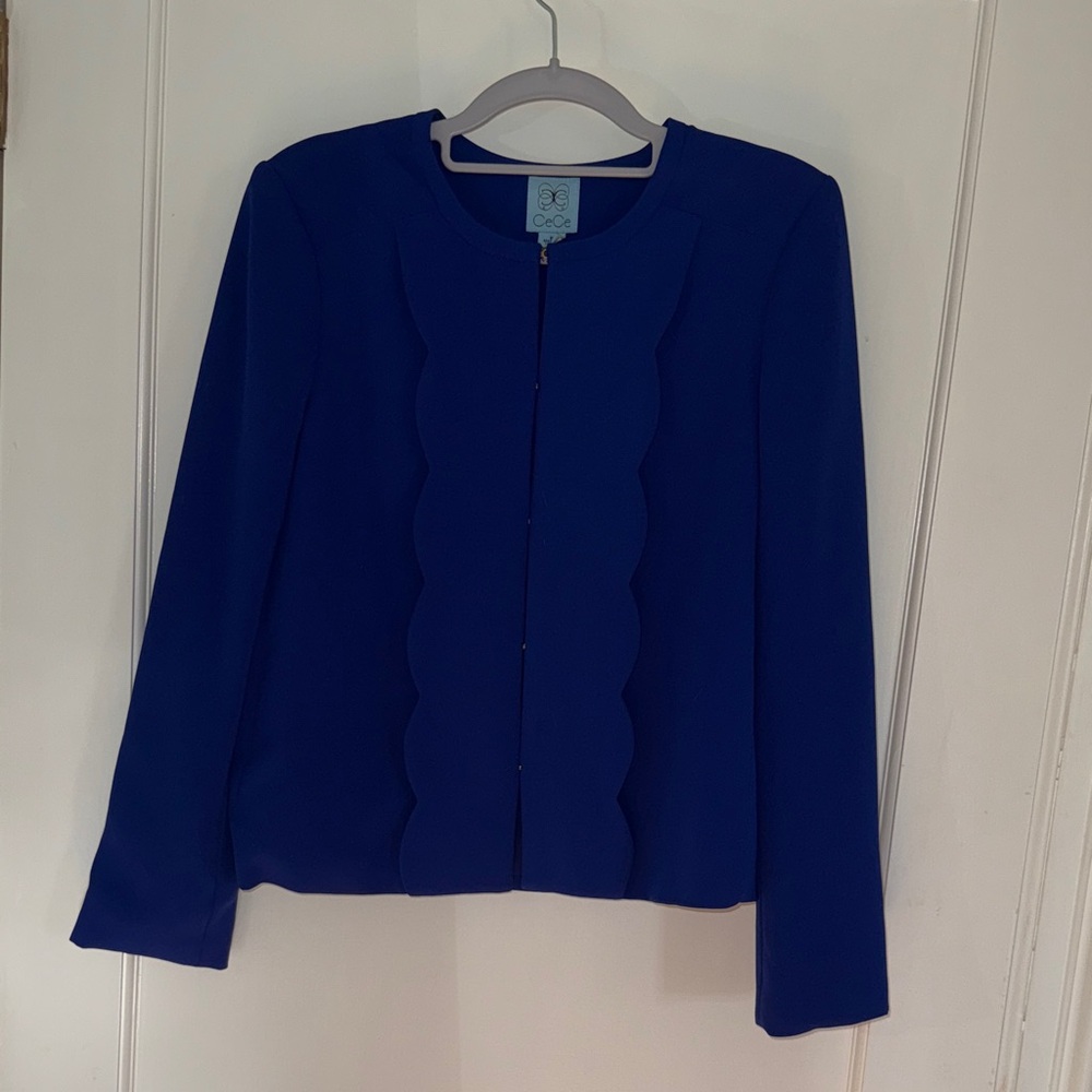 CeCe Women's indigo blue Scalloped Blazer